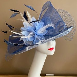 Light/Denim Blue Kentucky Derby, Easter, Church Ladies Hat